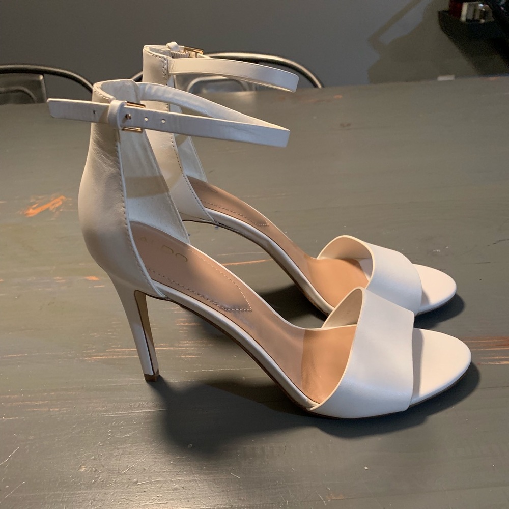 Aldo White Sandal Heels